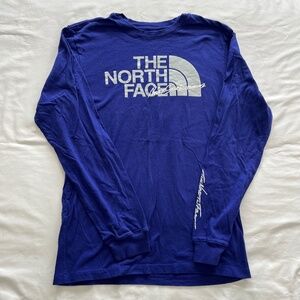 The North Face long sleeve logo t shirt - Never Stop Exploring - S - Blue